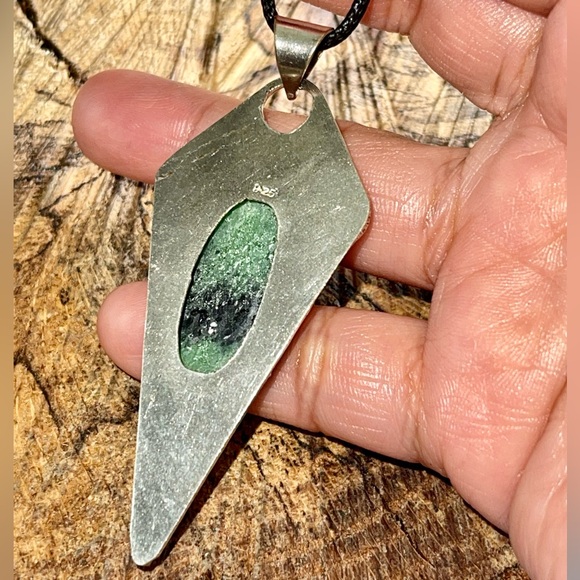 Ruby Zoisite Pendant 2 1/4” - Picture 2 of 8